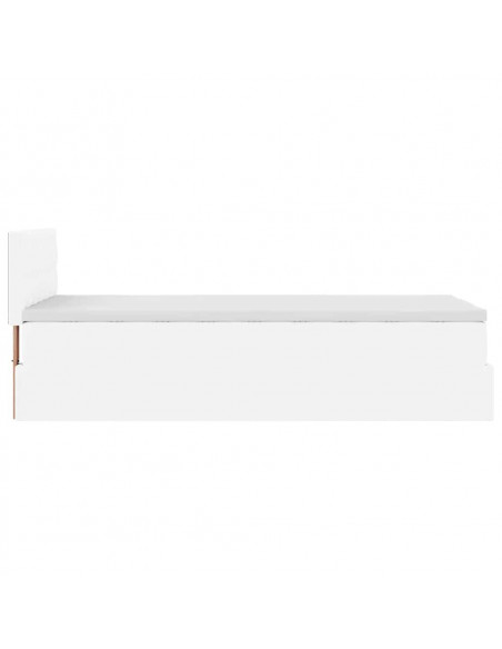 Struttura Letto Pouf con Materasso Bianco 90x200 cm Similpelle