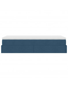Struttura Letto Pouf con Materasso Blu 100x200 cm in Tessuto