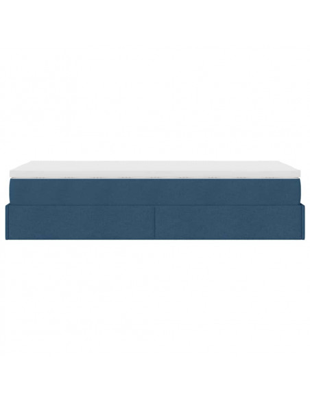 Struttura Letto Pouf con Materasso Blu 100x200 cm in Tessuto