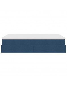 Struttura Letto Pouf con Materasso Blu 120x200 cm in Tessuto