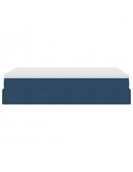 Struttura Letto Pouf con Materasso Blu 120x200 cm in Tessuto