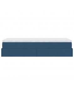 Struttura Letto Pouf con Materasso Blu 90x190 cm in Tessuto