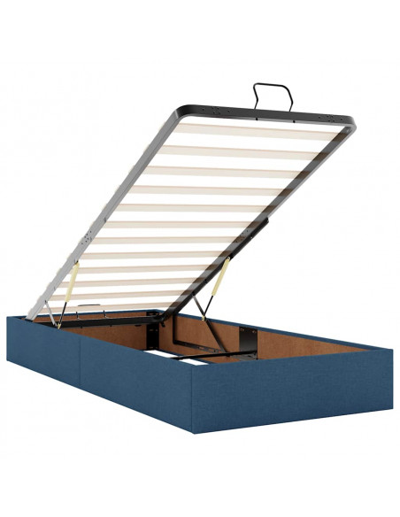 Struttura Letto Pouf con Materasso Blu 90x190 cm in Tessuto