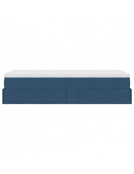 Struttura Letto Pouf con Materasso Blu 90x200 cm in Tessuto