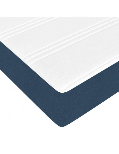 Struttura Letto Pouf con Materasso Blu 90x200 cm in Tessuto