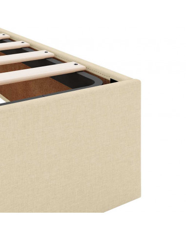 Struttura Letto Pouf con Materasso Crema 100x200 cm in Tessuto