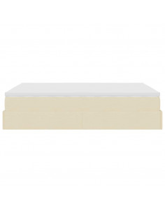 Struttura Letto Pouf con Materasso Crema 140x200 cm in Tessuto