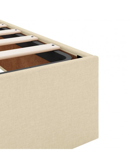 Struttura Letto Pouf con Materasso Crema 140x200 cm in Tessuto