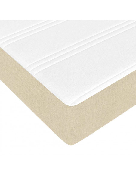 Struttura Letto Pouf con Materasso Crema 140x200 cm in Tessuto