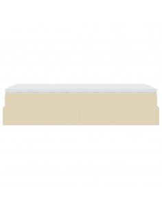 Struttura Letto Pouf con Materasso Crema 80x200 cm in Tessuto 2