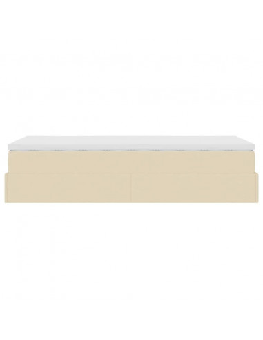 Struttura Letto Pouf con Materasso Crema 80x200 cm in Tessuto