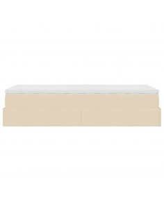 Struttura Letto Pouf con Materasso Crema 90x190 cm in Tessuto 2