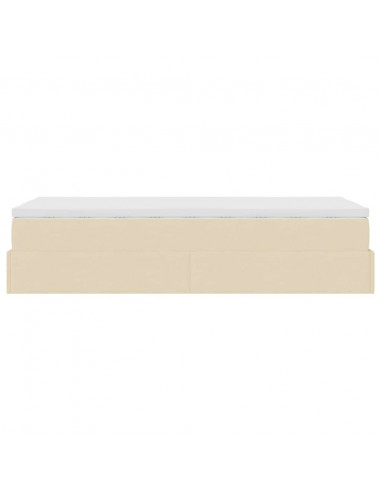 Struttura Letto Pouf con Materasso Crema 90x190 cm in Tessuto