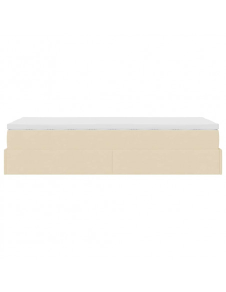 Struttura Letto Pouf con Materasso Crema 90x190 cm in Tessuto