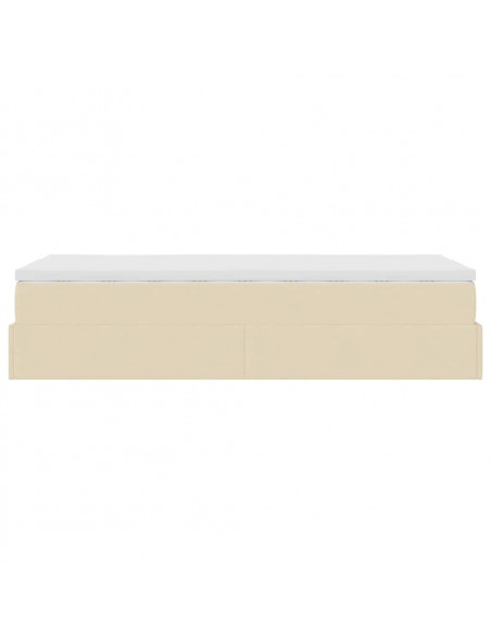 Struttura Letto Pouf con Materasso Crema 90x200 cm in Tessuto