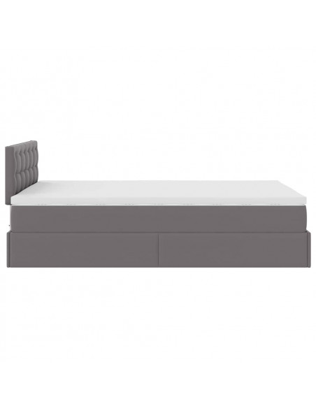 Struttura Letto Pouf con Materasso Grigio 120x200 cm Similpelle