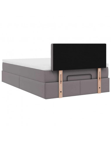 Struttura Letto Pouf con Materasso Grigio 120x200 cm Similpelle