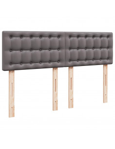 Struttura Letto Pouf con Materasso Grigio 140x200 cm Similpelle