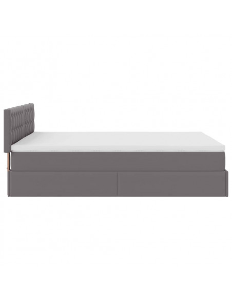 Struttura Letto Pouf con Materasso Grigio 140x200 cm Similpelle