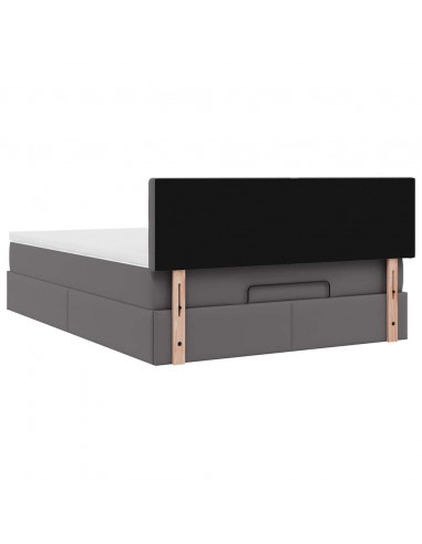 Struttura Letto Pouf con Materasso Grigio 140x200 cm Similpelle