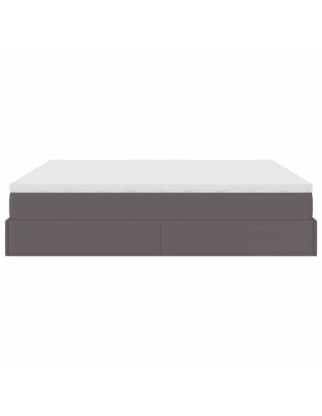 Struttura Letto Pouf con Materasso Grigio 180x200 cm Similpelle