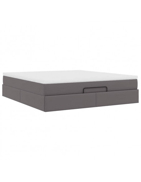 Struttura Letto Pouf con Materasso Grigio 180x200 cm Similpelle