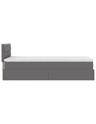 Letto Pouf con Materasso Grigio 80x200 cm Similpelle