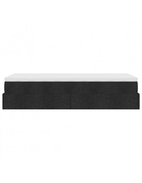 Struttura Letto Pouf con Materasso Nero 100x200 cm in Tessuto