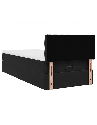 Struttura Letto Pouf con Materasso Nero 100x200 cm Velluto