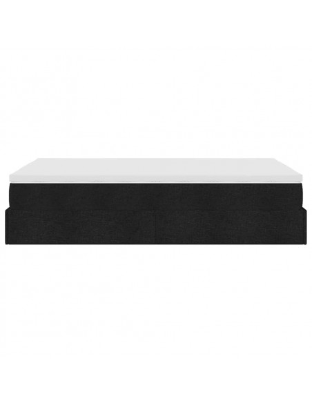 Struttura Letto Pouf con Materasso Nero 120x200 cm in Tessuto