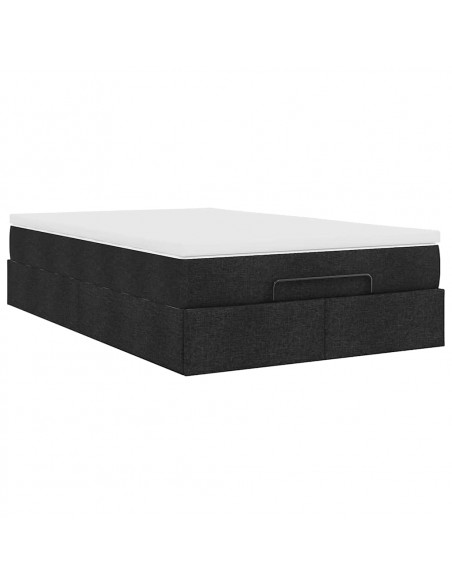 Struttura Letto Pouf con Materasso Nero 120x200 cm in Tessuto