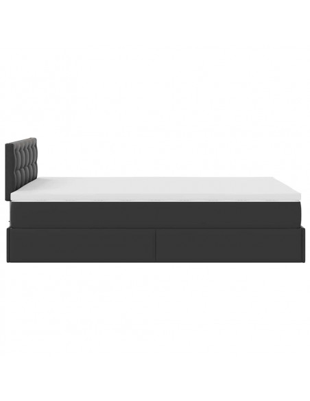 Struttura Letto Pouf con Materasso Nero 120x200 cm Similpelle