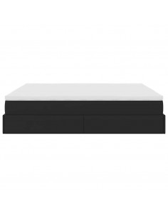 Struttura Letto Pouf con Materasso Nero 180x200 cm Similpelle 2