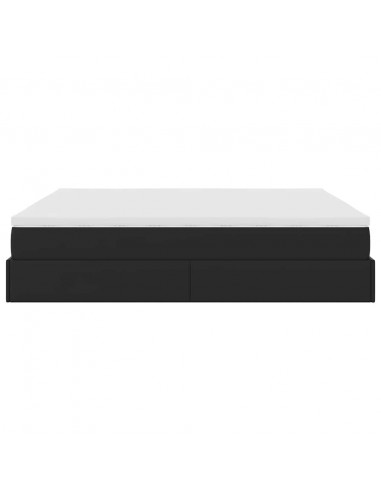 Struttura Letto Pouf con Materasso Nero 180x200 cm Similpelle