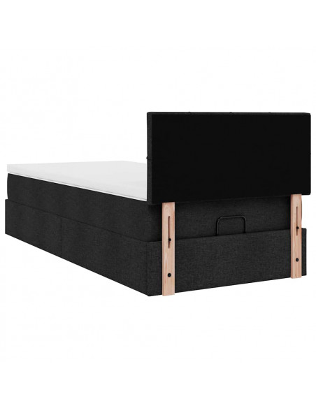 Struttura Letto Pouf con Materasso Nero 80x200 cm in Tessuto
