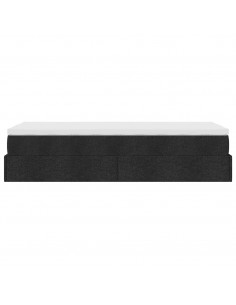 Struttura Letto Pouf con Materasso Nero 80x200 cm in Tessuto 2