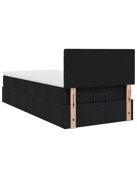 Struttura Letto Pouf con Materasso Nero 80x200 cm in Tessuto