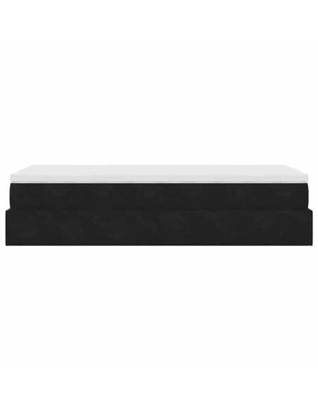 Struttura Letto Pouf con Materasso Nero 80x200 cm in Velluto