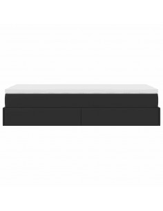 Struttura Letto Pouf con Materasso Nero 80x200 cm Similpelle