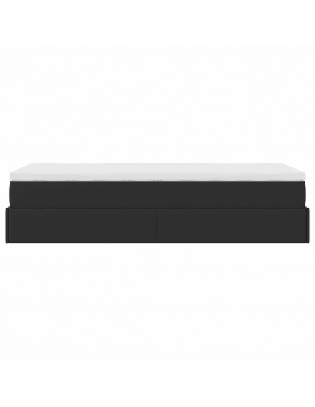 Struttura Letto Pouf con Materasso Nero 80x200 cm Similpelle