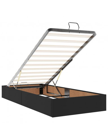 Struttura Letto Pouf con Materasso Nero 80x200 cm Similpelle