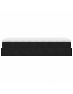 Struttura Letto Pouf con Materasso Nero 90x190 cm in Velluto