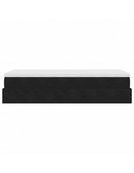 Struttura Letto Pouf con Materasso Nero 90x190 cm in Velluto