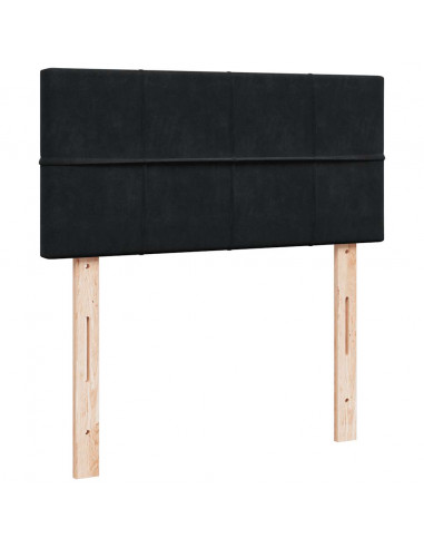 Struttura Letto Pouf con Materasso Nero 90x200 cm in Velluto