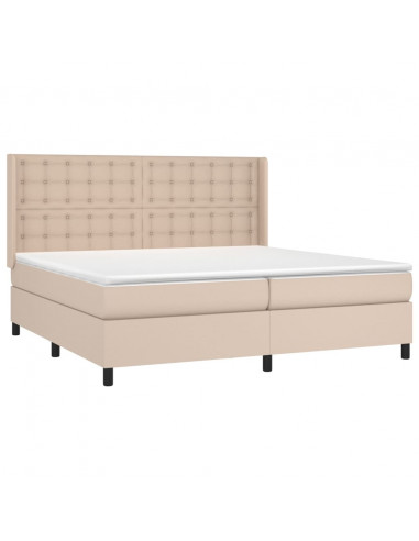 Giroletto Molle Materasso e LED Cappuccino 200x200cm Similpelle