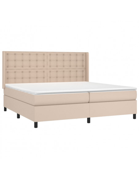 Giroletto Molle Materasso e LED Cappuccino 200x200cm Similpelle