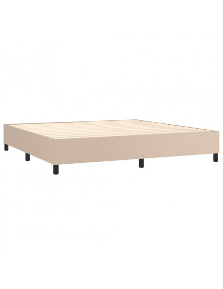 Giroletto Molle Materasso e LED Cappuccino 200x200cm Similpelle