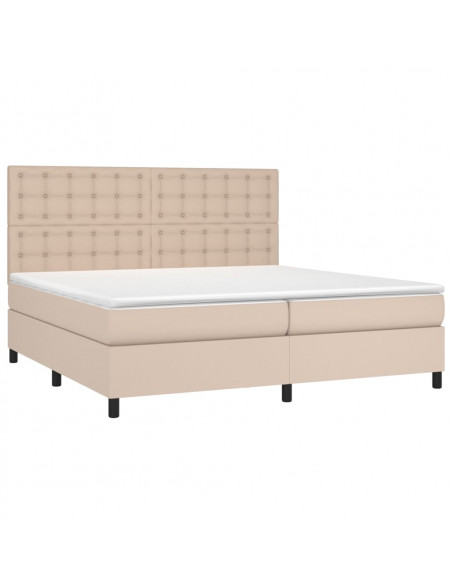 Giroletto Molle Materasso e LED Cappuccino 200x200cm Similpelle