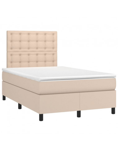 Giroletto Molle Materasso e LED Cappuccino 120x190cm Similpelle