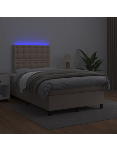 Giroletto Molle Materasso e LED Cappuccino 120x190cm Similpelle